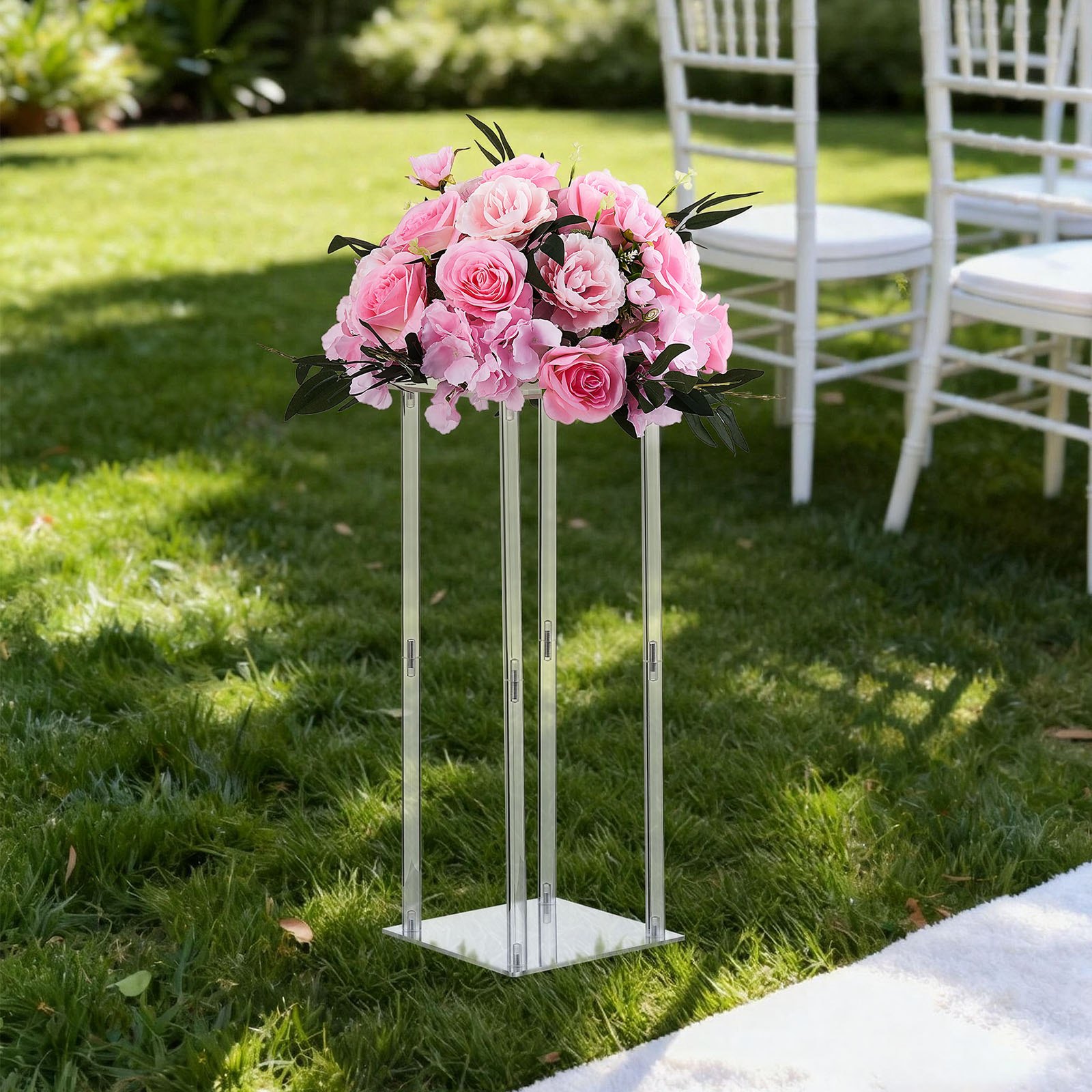 VEVOR Soporte Floral Cilíndrico para Bodas, Clásico, con Laminado Acrílico, Ideal para Bodas, Fiestas, Cumpleaños, Decoración del Hogar y Centros de Mesa, Carga 15 kg, 220 x 220 x 500 mm, 10 uds