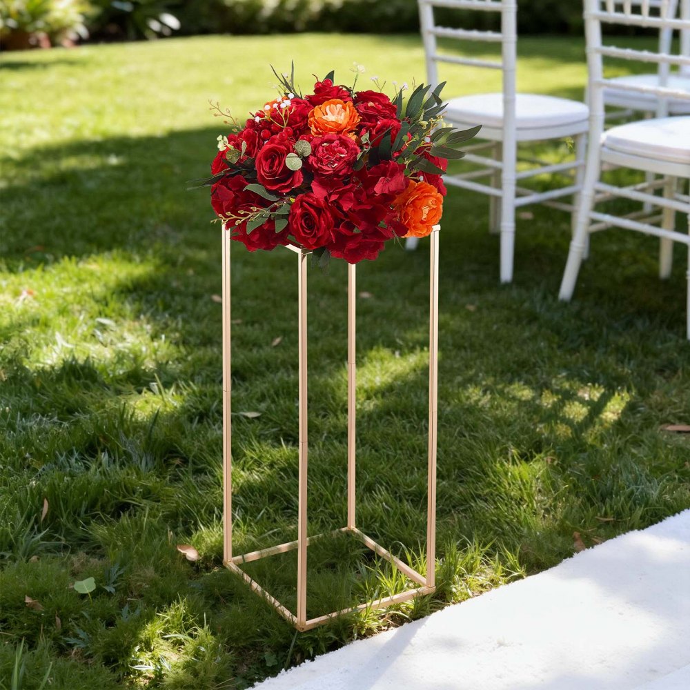 VEVOR Soporte Floral para Bodas, Taburetes Rectangulares Dorados para Plantas, Soporta hasta 15 kg, Ideales para Bodas, Fiestas, Cumpleaños y Decoración de Mesas, 250 x 250 x 600 mm, 10 Piezas