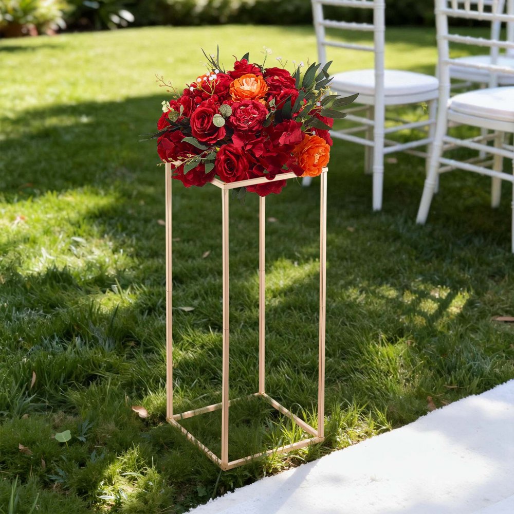 VEVOR Soporte Dorado Francés Floral para Bodas, en Forma de Columna, con Tornillos Ocultos, Estante Rectangular Cúbico para Exhibición de Flores en Fiestas Cumpleaños Hogar, 250 x 250 x 600 mm, 10 uds