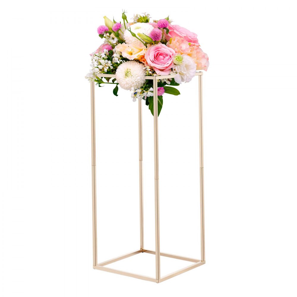 VEVOR Soporte Dorado Francés Floral para Bodas, en Forma de Columna, con Tornillos Ocultos, Estante Rectangular Cúbico para Exhibición de Flores en Fiestas Cumpleaños Hogar, 250 x 250 x 600 mm, 10 uds