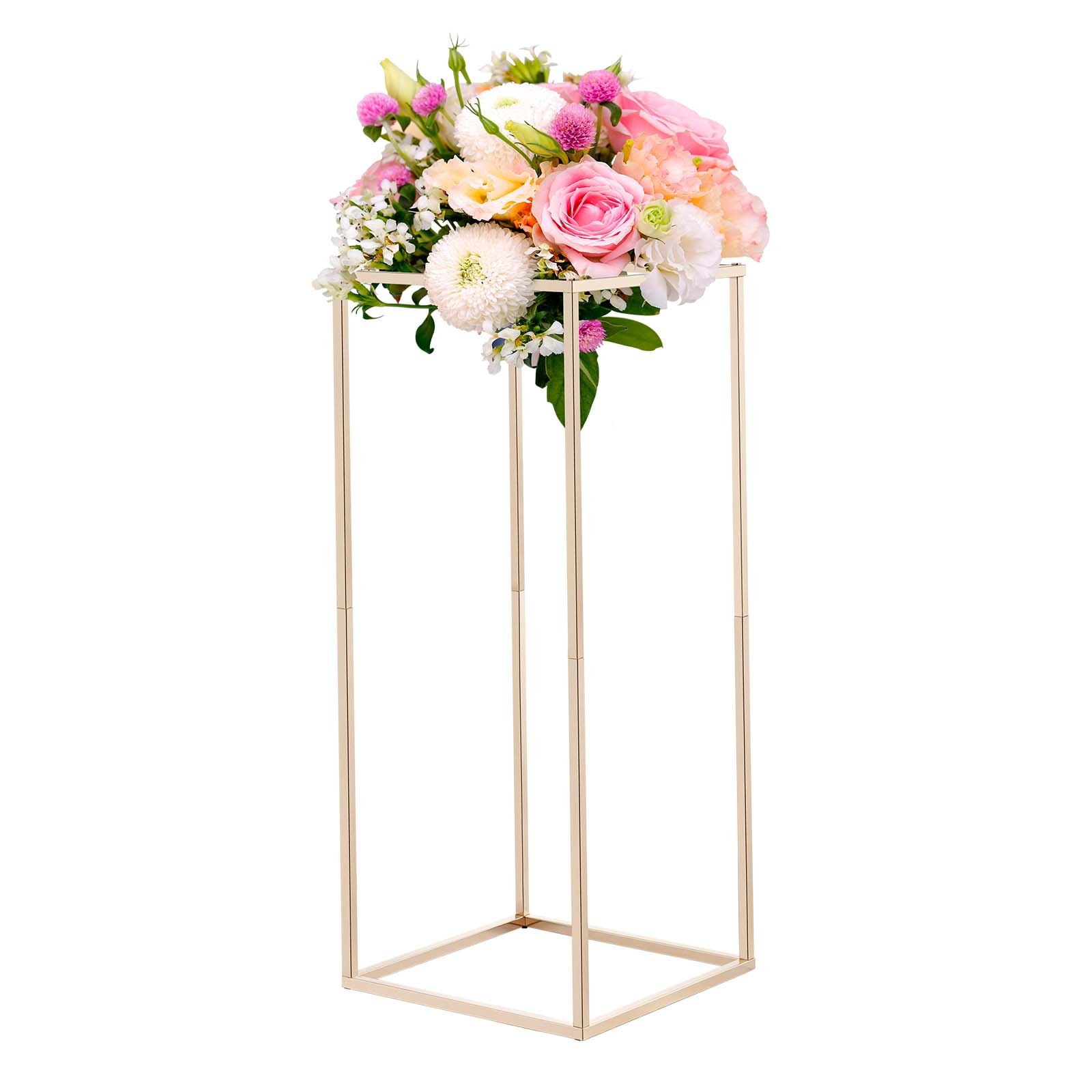 VEVOR Soporte Dorado Francés Floral para Bodas, en Forma de Columna, con Tornillos Ocultos, Estante Rectangular Cúbico para Exhibición de Flores en Fiestas Cumpleaños Hogar, 250 x 250 x 600 mm, 10 uds