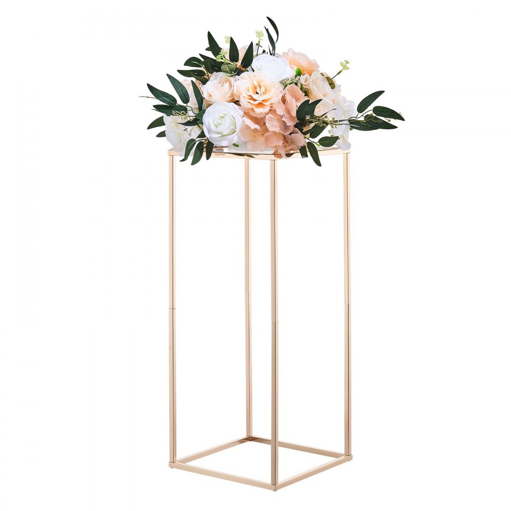 VEVOR Soporte Floral para Bodas, 10 uds, Laminado Acrílico, Estante Rectangular Dorado Francés para Exhibición de Flores en Fiestas, Cumpleaños y Hogar, Estilo Clásico y Elegante, 250 x 250 x 600 mm