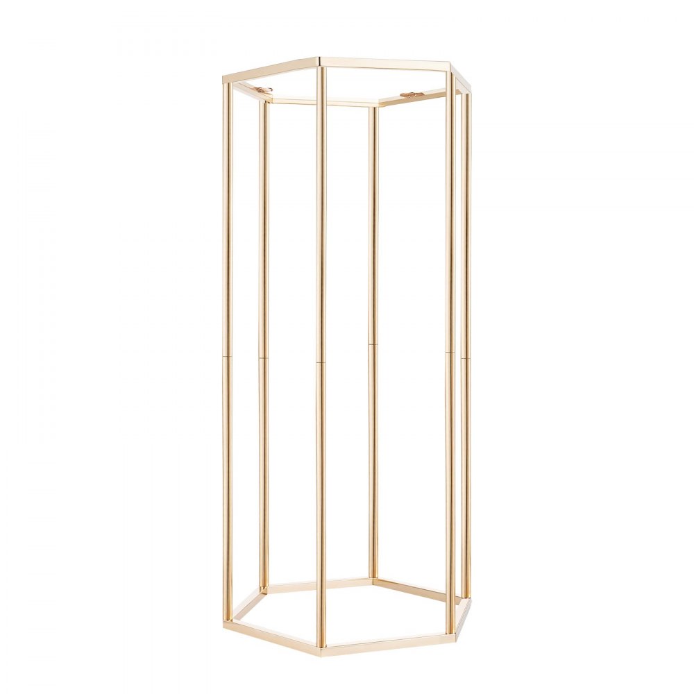 VEVOR Soporte Floral para Bodas, 10 uds, Laminado Acrílico, Chapado en Oro Francés, Estante Hexagonal Cúbico para Exhibición de Flores en Bodas, Fiestas, Cumpleaños y Hogar, 290 x 250 x 600 mm