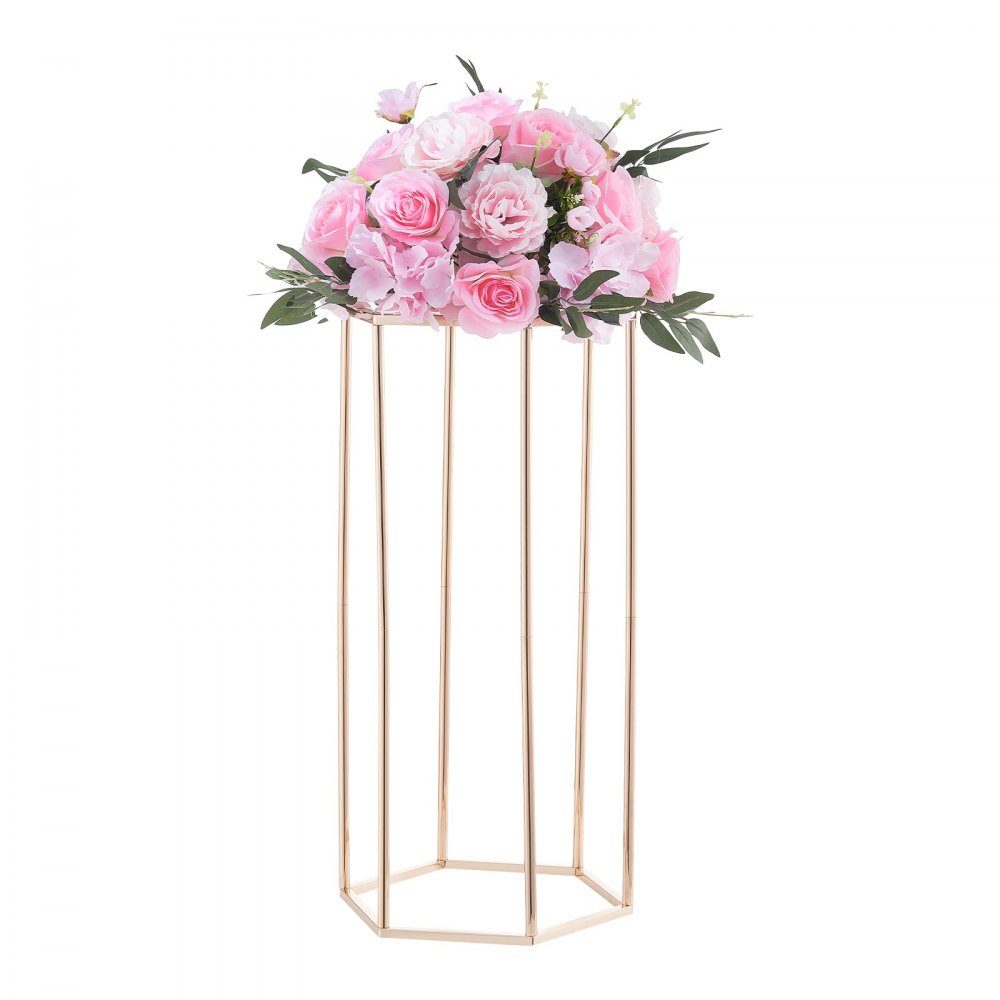 VEVOR Soporte Floral para Bodas, 10 uds, Laminado Acrílico, Chapado en Oro Francés, Estante Hexagonal Cúbico para Exhibición de Flores en Bodas, Fiestas, Cumpleaños y Hogar, 290 x 250 x 600 mm