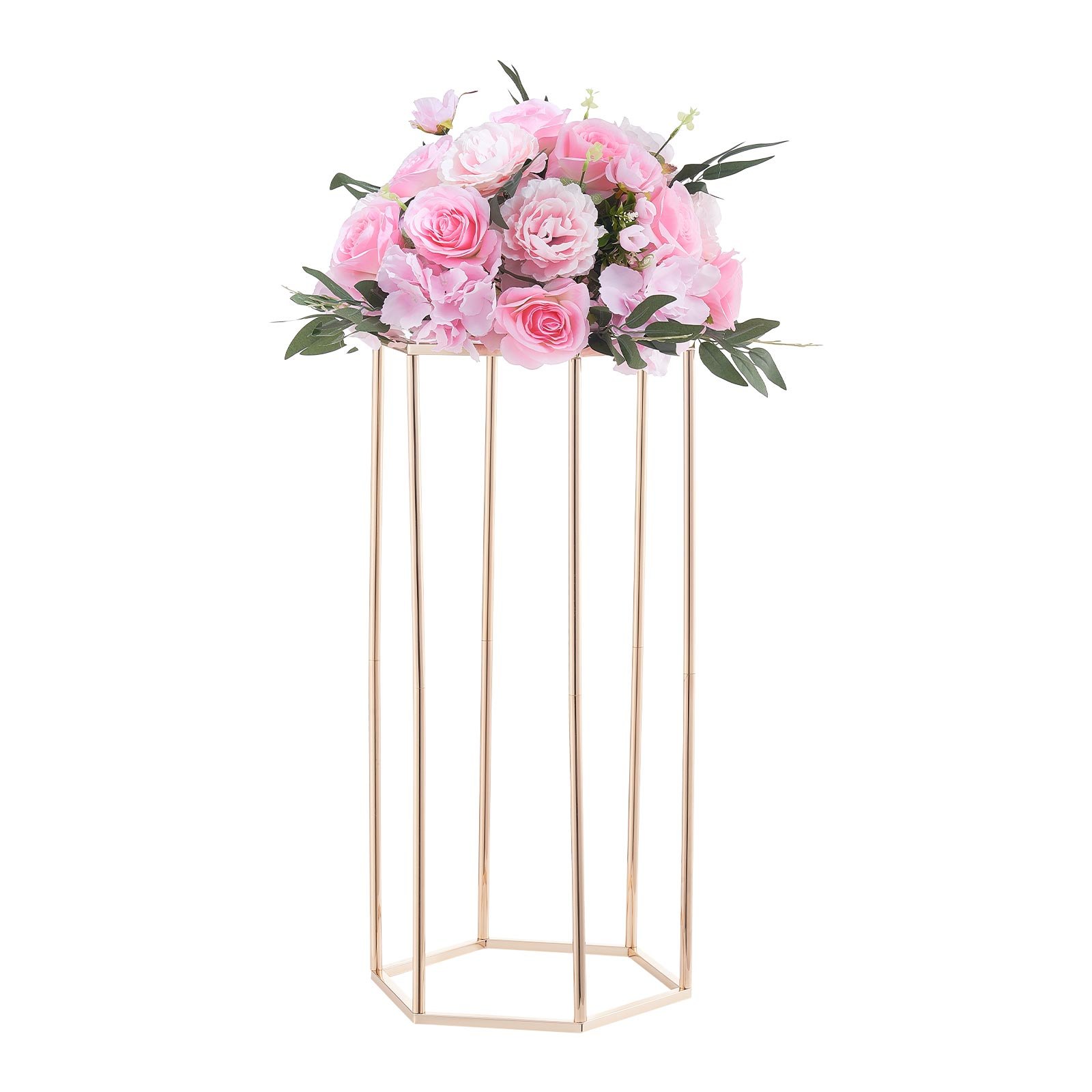 VEVOR Soporte Floral para Bodas, 10 uds, Laminado Acrílico, Chapado en Oro Francés, Estante Hexagonal Cúbico para Exhibición de Flores en Bodas, Fiestas, Cumpleaños y Hogar, 290 x 250 x 600 mm