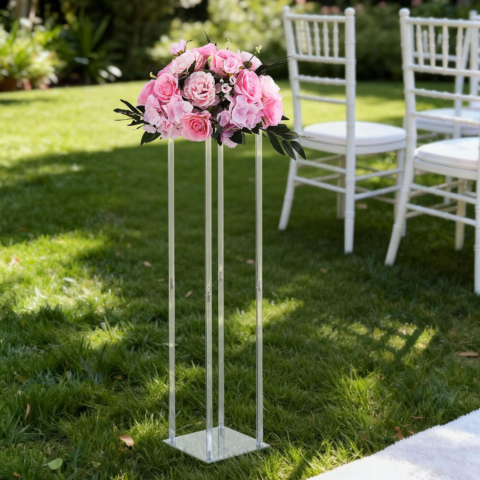 VEVOR Soporte Floral para Bodas, 10 uds, con Laminado Acrílico, Ideal para Bodas, Fiestas, Cumpleaños, Decoración del Hogar y Centros de Mesa, 200 x 200 x 800 mm, Diseño Minimalista y Elegante