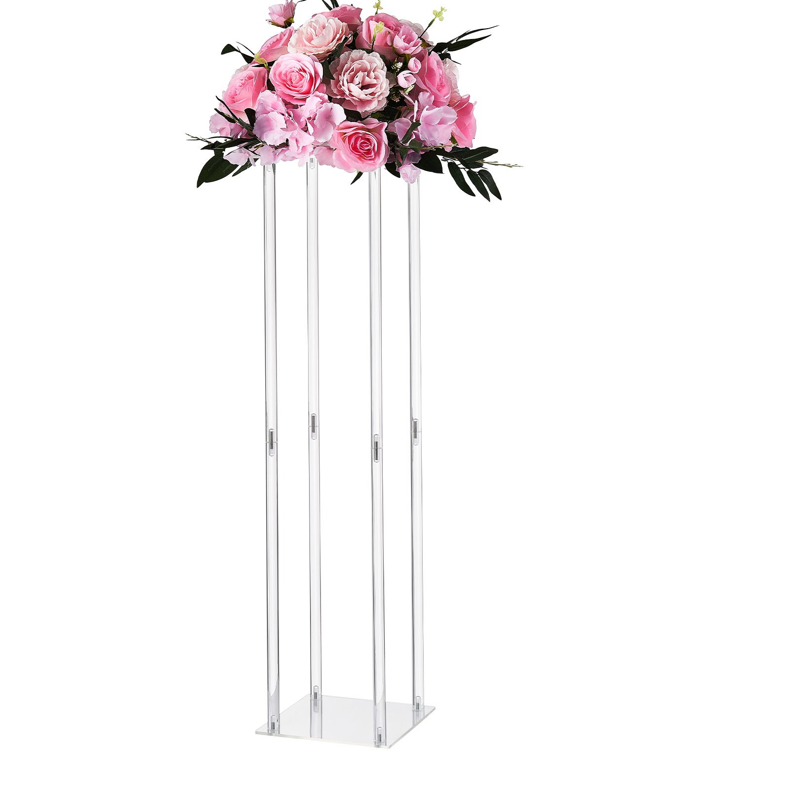 VEVOR Soporte Floral para Bodas, 10 uds, con Laminado Acrílico, Ideal para Bodas, Fiestas, Cumpleaños, Decoración del Hogar y Centros de Mesa, 200 x 200 x 800 mm, Diseño Minimalista y Elegante