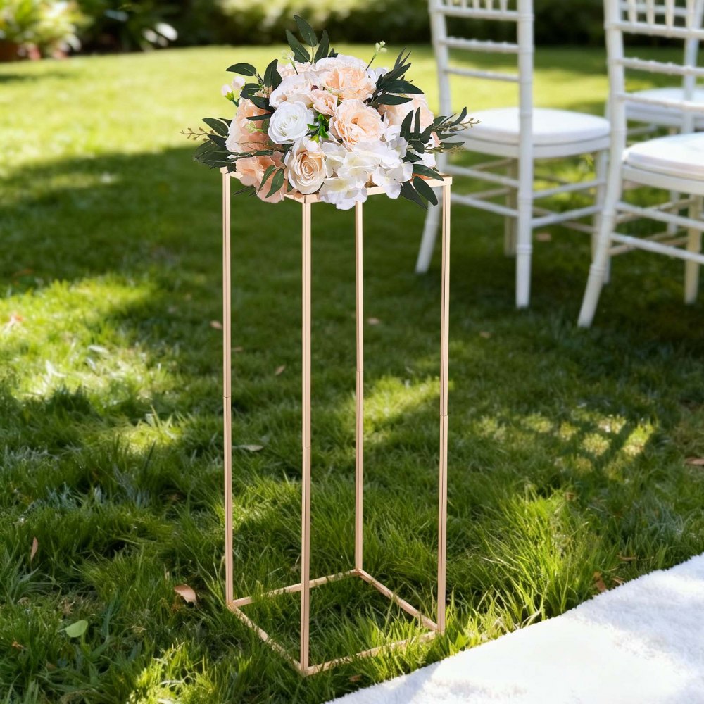 VEVOR Soporte Floral para Bodas, de Acero SPCC, 10 Piezas, con Laminado Metálico, Estante Rectangular Dorado Francés para Exhibición de Flores en Bodas, Fiestas, Cumpleaños y Hogar, 280 x 280 x 800 mm