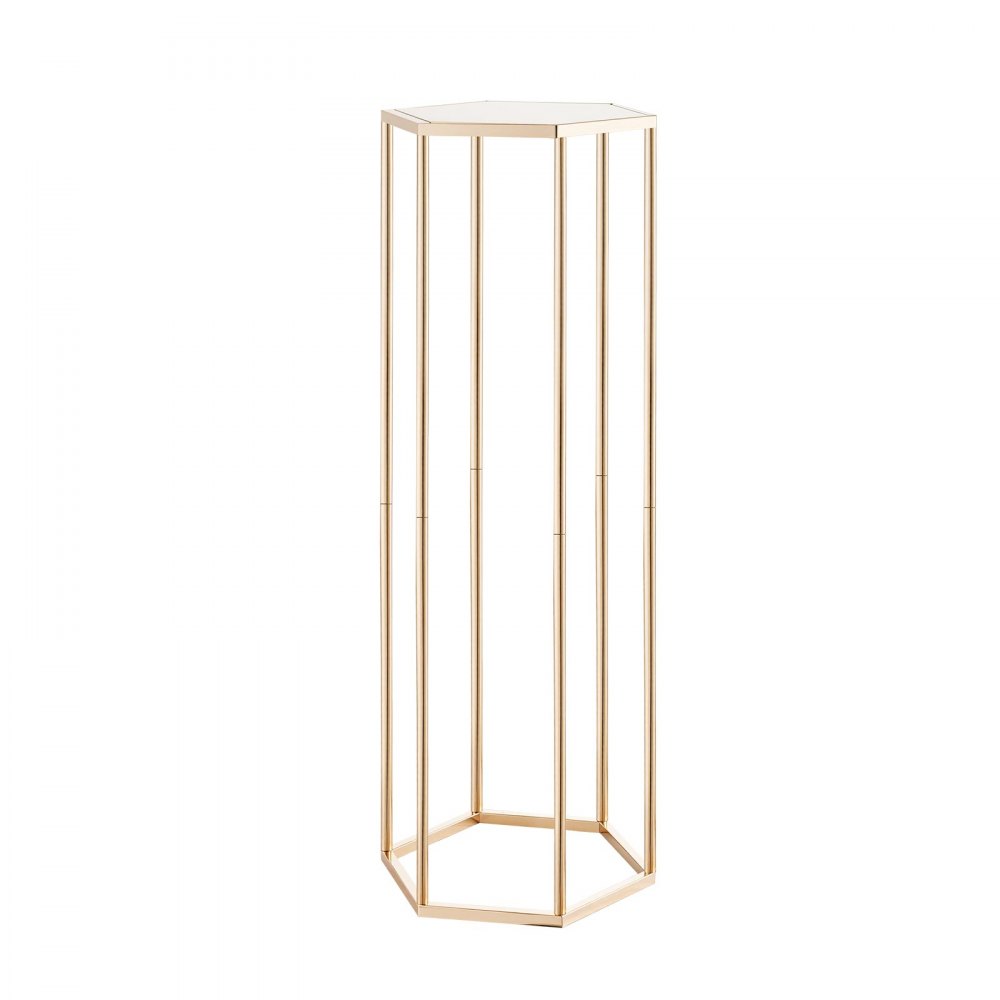 VEVOR Soporte Floral Dorado Francés para Bodas, con Laminado Acrílico, Diseño Elegante, Expositor Hexagonal Cúbico para Fiestas, Cumpleaños, Centros de Mesa, 310 x 270 x 800 mm, Carga de 15 kg, 10 uds