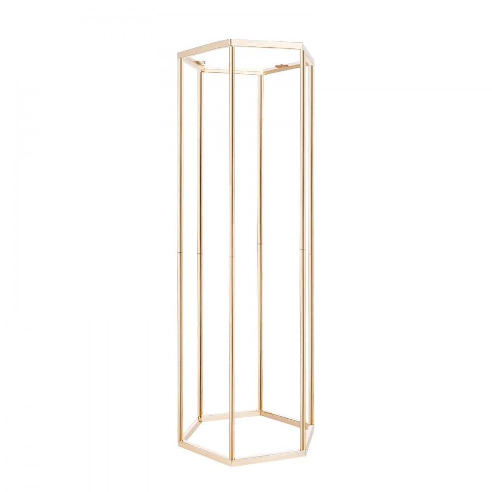 VEVOR Soporte Floral Dorado Francés para Bodas, con Laminado Acrílico, Diseño Elegante, Expositor Hexagonal Cúbico para Fiestas, Cumpleaños, Centros de Mesa, 310 x 270 x 800 mm, Carga de 15 kg, 10 uds