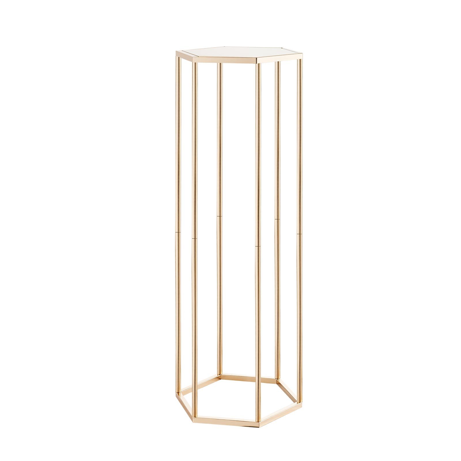 VEVOR Soporte Floral Dorado Francés para Bodas, con Laminado Acrílico, Diseño Elegante, Expositor Hexagonal Cúbico para Fiestas, Cumpleaños, Centros de Mesa, 310 x 270 x 800 mm, Carga de 15 kg, 10 uds