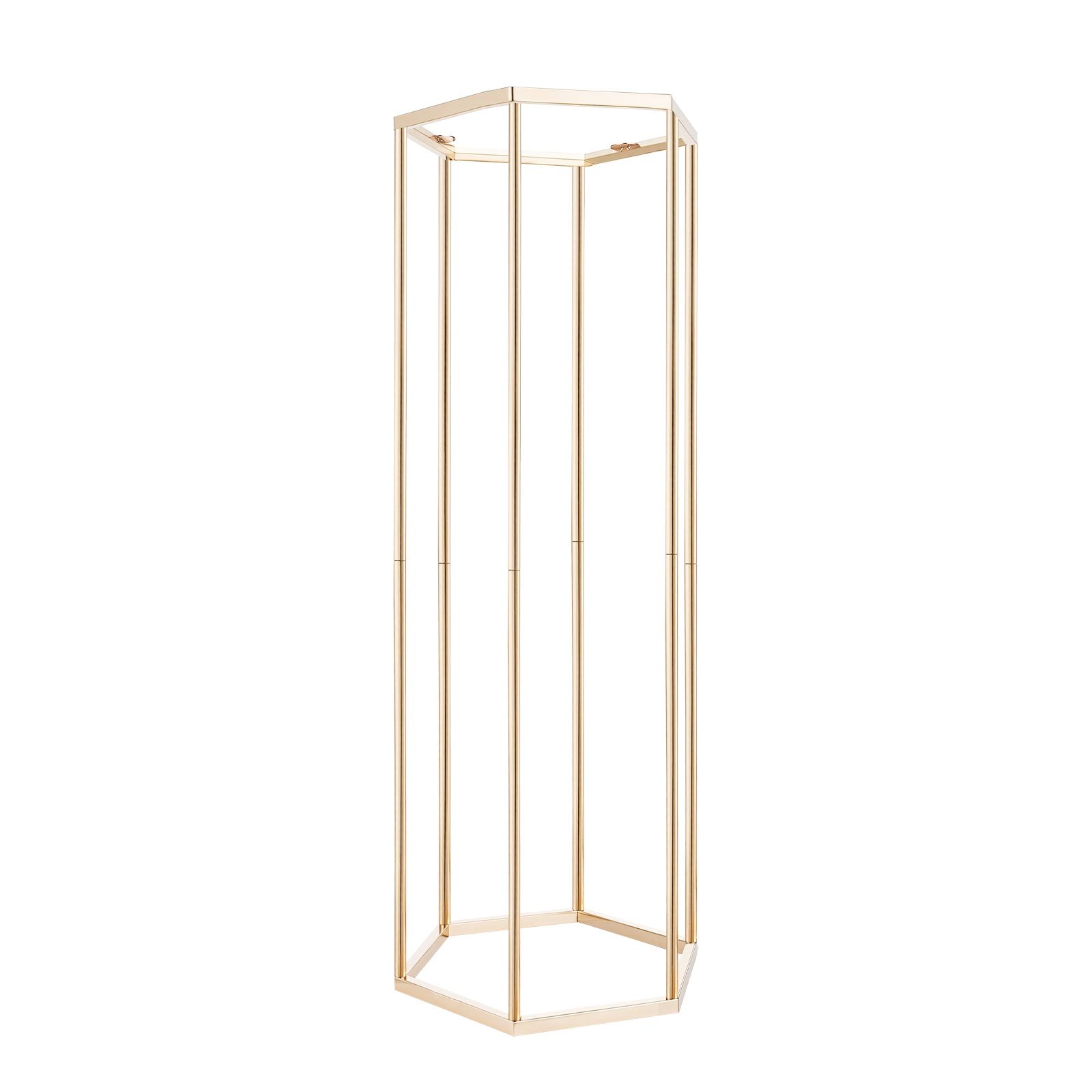 VEVOR Soporte Floral Dorado Francés para Bodas, con Laminado Acrílico, Diseño Elegante, Expositor Hexagonal Cúbico para Fiestas, Cumpleaños, Centros de Mesa, 310 x 270 x 800 mm, Carga de 15 kg, 10 uds
