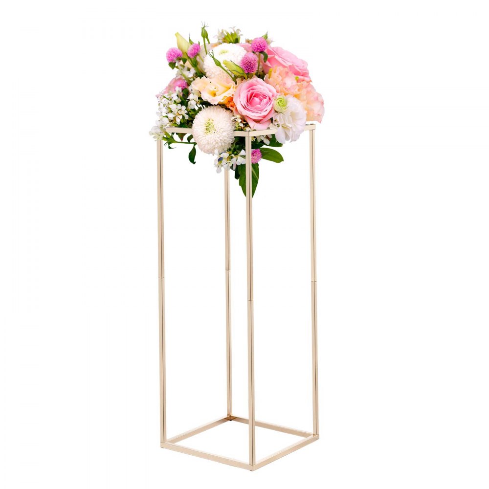 VEVOR Soporte Floral Dorado Francés para Bodas, 10 uds, Elegante y Robusto, Tornillos Ocultos, Expositor Floral Cúbico Rectangular para Bodas, Fiestas, Cumpleaños y Centros de Mesa, 280 x 280 x 800 mm