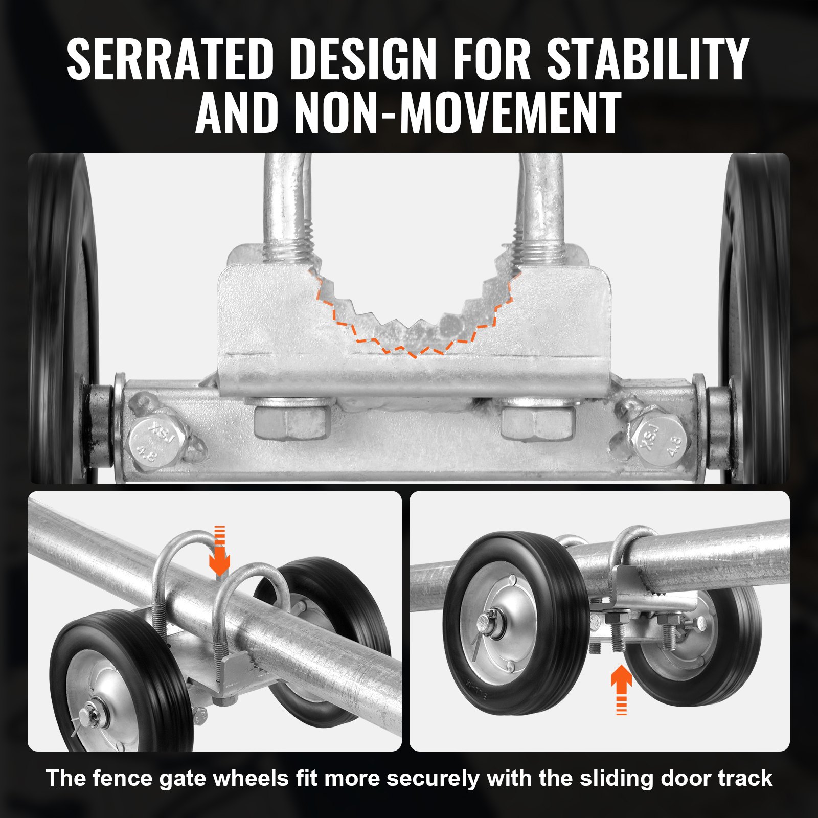 VEVOR sliding door hardware set, roller fittings, universally adjustable sliding door roller, track wheels, robust sliding gate guide roller for sliding gates and roller doors, 272 kg load capacity, black