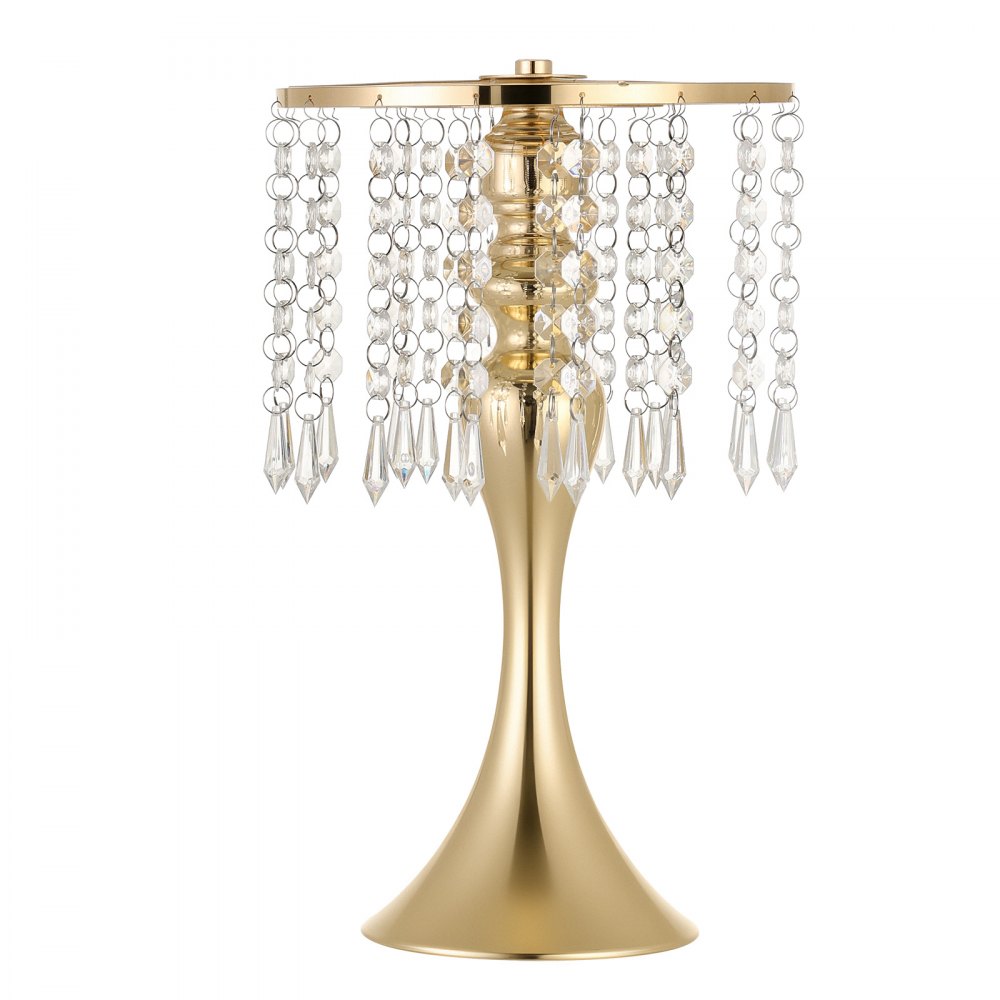 VEVOR Jarrones Decorativos, Paquete de 20 Piezas, Floreros de Metal Dorados con Cadena de Cristal, Altura de 33,5 cm, Centro de Mesa para Boda, Decoración para Banquete Ceremonia Fiesta Recepción