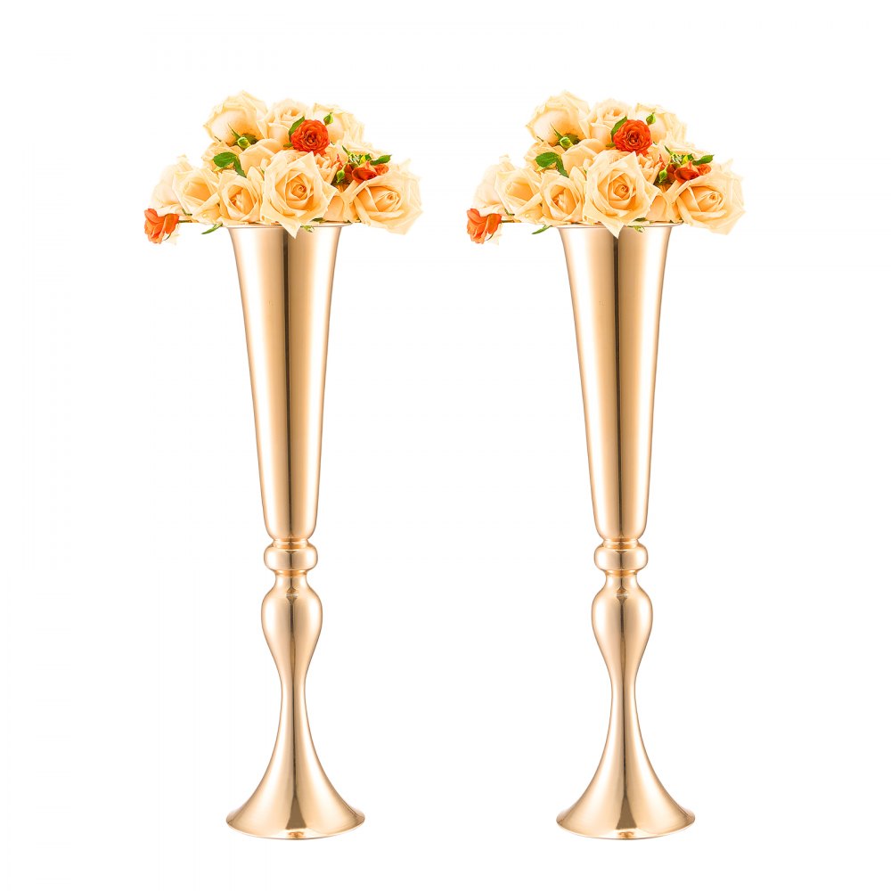 VEVOR 2 PCS 56 cm tall flower vase for weddings, metal trumpet centerpiece, golden flower stand for tables at wedding receptions, parties, anniversaries, ceremonies, birthdays, event decoration