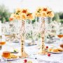 VEVOR 12 PCS 49 cm tall crystal glass flower stands for weddings, metal vases for wedding centerpieces, gold flower holders, flower stands for tables, wedding meals, parties, ceremonies, birthday events
