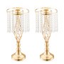 VEVOR 12 PCS 49 cm tall crystal glass flower stands for weddings, metal vases for wedding centerpieces, gold flower holders, flower stands for tables, wedding meals, parties, ceremonies, birthday events