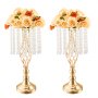 VEVOR 12 PCS 49 cm tall crystal glass flower stands for weddings, metal vases for wedding centerpieces, gold flower holders, flower stands for tables, wedding meals, parties, ceremonies, birthday events