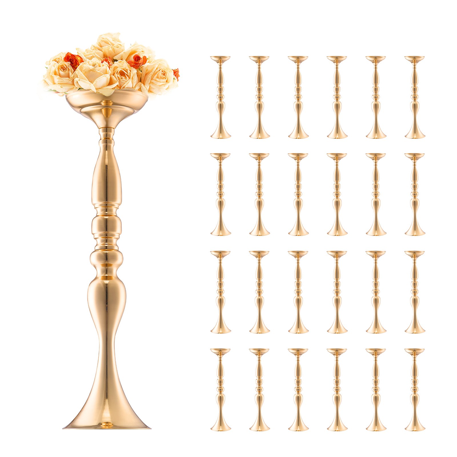 VEVOR 24 Pieces 50cm Tall Flower Vases for Weddings, Metal Wedding Table Centerpiece, Golden Flower Arrangement Stand for Tables at Wedding Receptions, Parties, Anniversaries, Ceremonies, Birthday Events