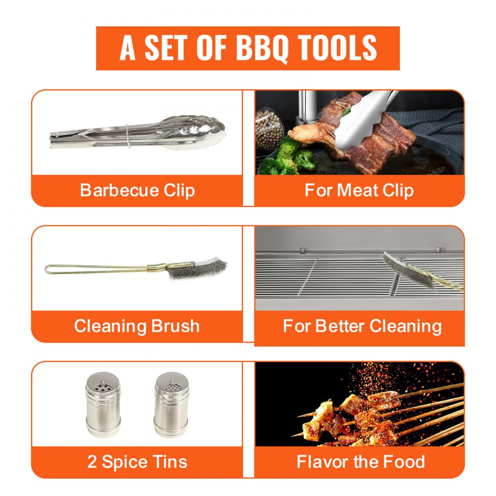 VEVOR Barbacoa de Carbón con Asador Eléctrico Carga de 60 kg Kit de Asador Automático al Aire Libre 50 W Asador Giratorio 4 RPM Kit de Asador Eléctrico 103,5x37,5 cm Alto Ajustable para Cordero Pollo