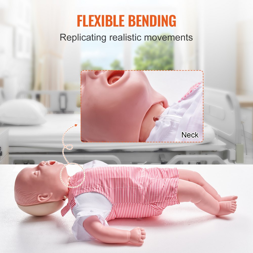VEVOR Maniquí de Entrenamiento Infantil Modelo de Enfermería de Tamaño Natural Maniquí de Primeros Auxilios para RCP de PVC con Bolsa para Maniobra de Heimlich, Primeros Auxilios para Reanimación
