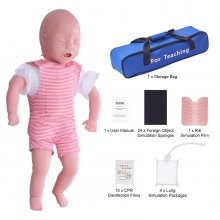 VEVOR Maniquí de Entrenamiento Infantil Modelo de Enfermería de Tamaño Natural Maniquí de Primeros Auxilios para RCP de PVC con Bolsa para Maniobra de Heimlich, Primeros Auxilios para Reanimación