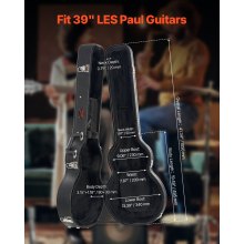 VEVOR Estuche Rígido con Forma de Calabaza para Guitarras LES Paul de 39", Negro