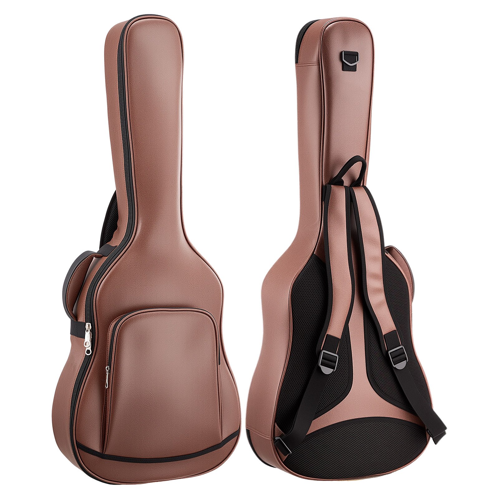 VEVOR Funda para Guitarra Acústica de 41 pulgadas 104,1 cm Marrón con Asa, Con Acolchado de Espuma, Compartimento Externo para Accesorios y Correas para Hombro, Funda de Cuero Sintético de 119,5 cm