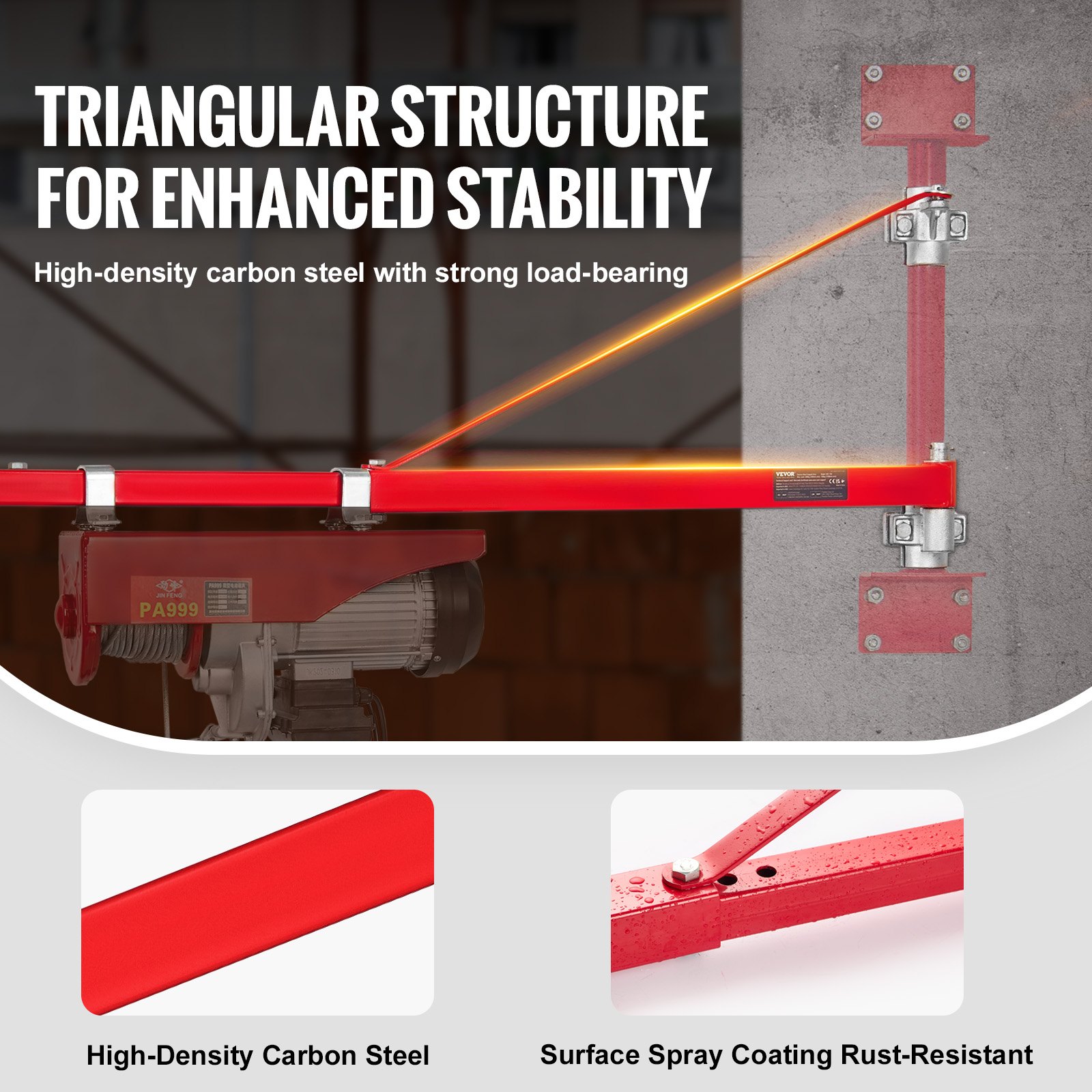 VEVOR Electric Hoist Support Arm 600 kg Lifting Capacity, Electric Hoist Holder Swivel Arm Steel Hoist Frame 180° Swivel Scaffold Hoist Lifting Arm Winch Hoist Arm for Lifting Workshop Garage