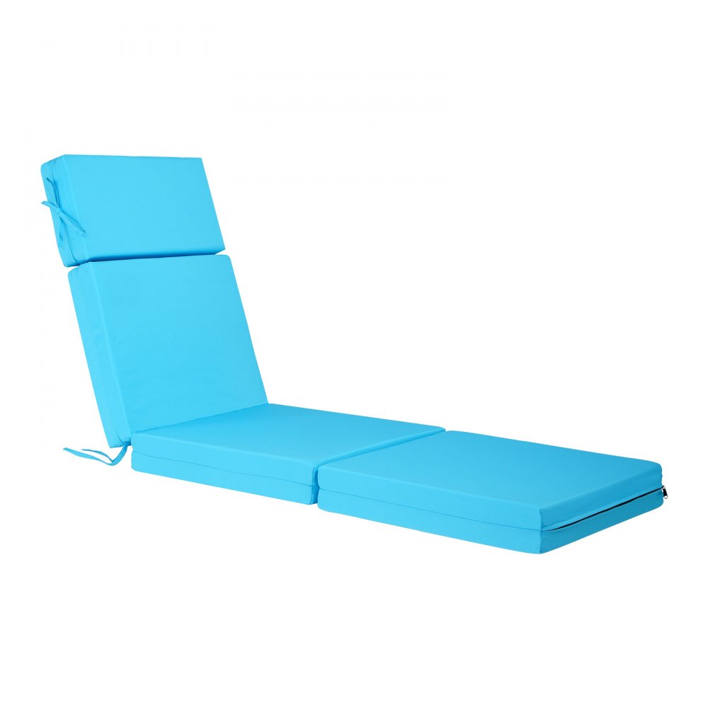 VEVOR Chaise Lounge Cushion, 183x53.3x9.8 cm, Set of 2 Outdoor Lounge Chair Cushions, Waterproof & Fade-Resistant, Sun Lounger Cushions with Ties, Thick Patio Lounger Pads for Pool Deck, Teal Color