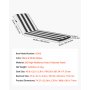 VEVOR Chaise Lounge Cushion, 89x56x71 cm, Set of 2 Outdoor Lounge Chair Cushions, Waterproof & Fade-Resistant Sun Lounger Cushions with Ties, Patio Lounger Pads for Pool Deck, Black & White Stripes
