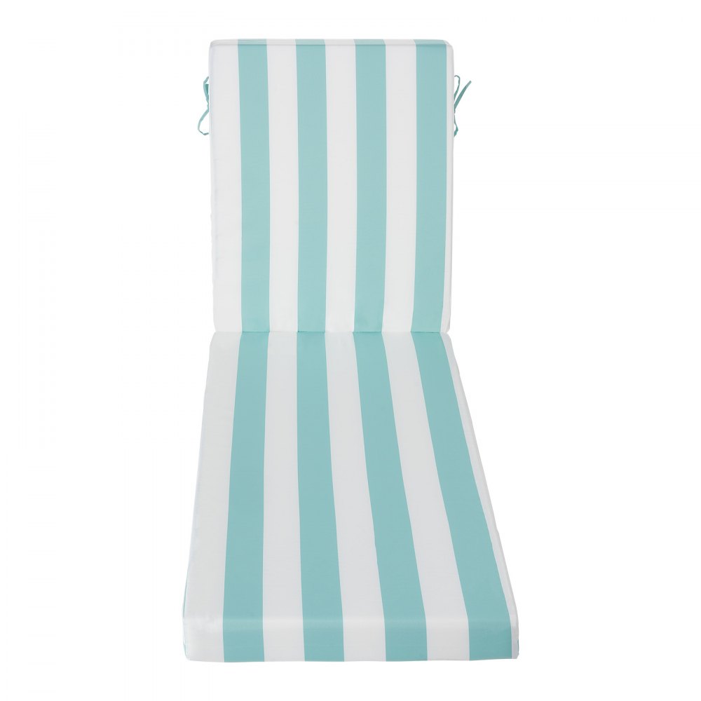 VEVOR Cojín para Tumbona, 2 PCS, Cojín 2032x660x98 mm para Silla de Jardín Resistente al Agua y a la Decoloración, Cojines de Repuesto para Tumbonas con Lazos para Exterior, Rayas Verdes y Blancas