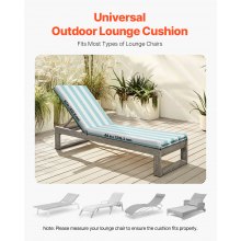 VEVOR Cojín para Tumbona, 2 PCS, Cojín 2032x660x98 mm para Silla de Jardín Resistente al Agua y a la Decoloración, Cojines de Repuesto para Tumbonas con Lazos para Exterior, Rayas Verdes y Blancas