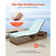 VEVOR Cojín para Tumbona, 2 PCS, Cojín 2032x660x98 mm para Silla de Jardín Resistente al Agua y a la Decoloración, Cojines de Repuesto para Tumbonas con Lazos para Exterior, Rayas Verdes y Blancas