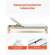 VEVOR Cojín para Tumbona, 2 PCS, Cojín 2032x660x98 mm para Silla de Jardín Resistente al Agua y a la Decoloración, Cojines de Repuesto para Tumbonas con Lazos para Exterior, Rayas Verdes y Blancas