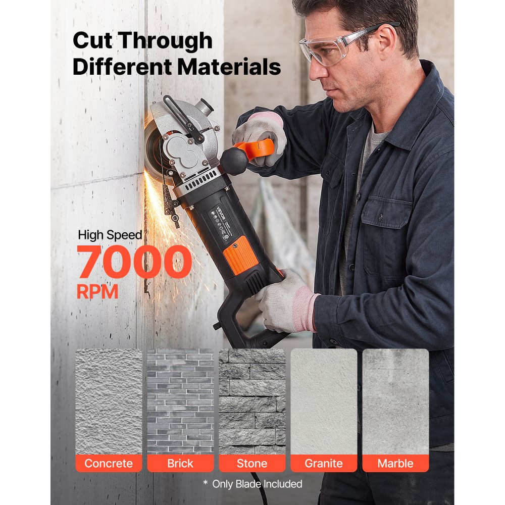 VEVOR Disco de Corte de Diamante 125 mm, Juego de 5 Piezas, Disco para Rozadora de Pared con Eje 20 mm, Segmentos 2 mm, Núcleo de acero 65Mn para Hormigón Ladrillo Mampostería Cableado y Tuberías