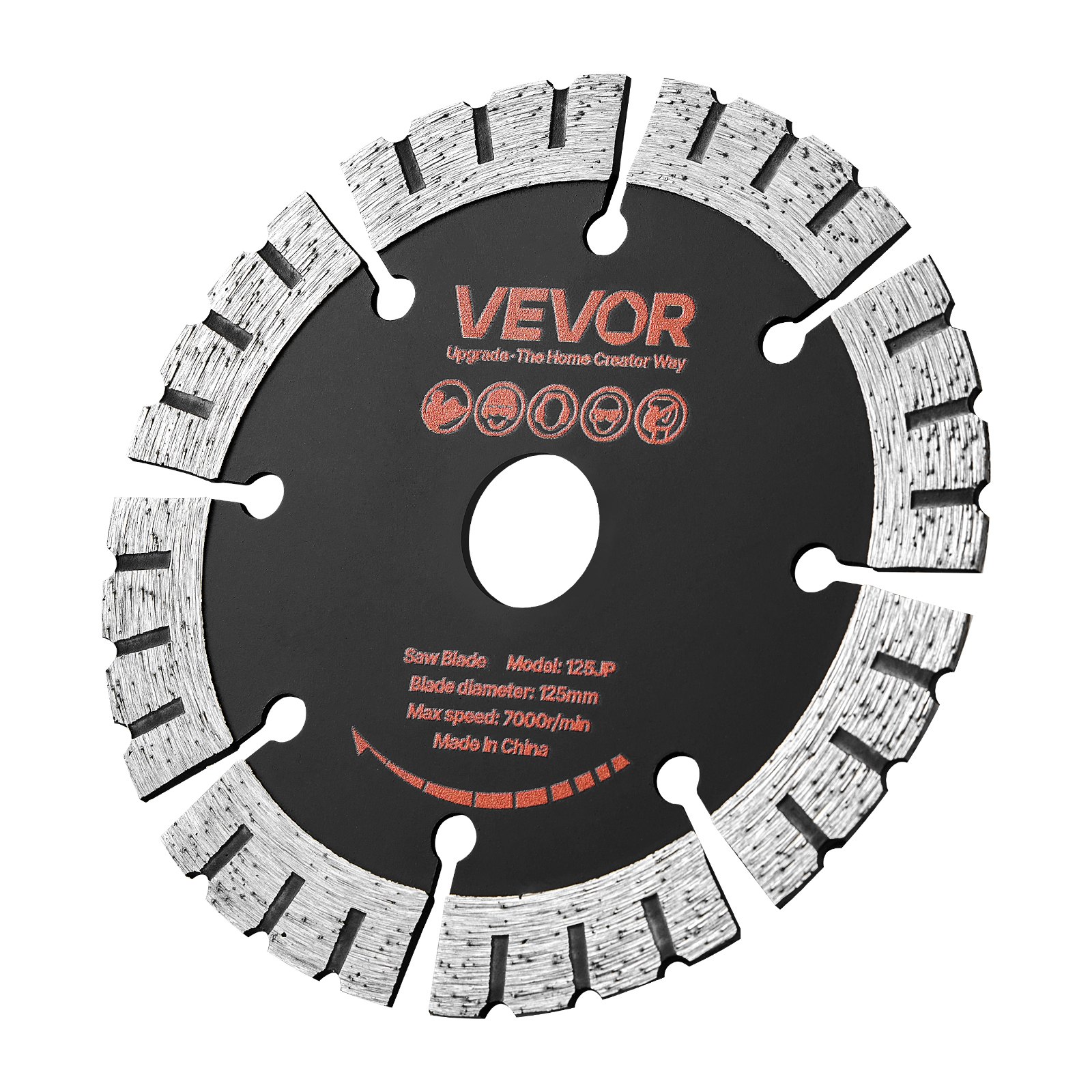 VEVOR Disco de Corte de Diamante 125 mm, Juego de 5 Piezas, Disco para Rozadora de Pared con Eje 20 mm, Segmentos 2 mm, Núcleo de acero 65Mn para Hormigón Ladrillo Mampostería Cableado y Tuberías