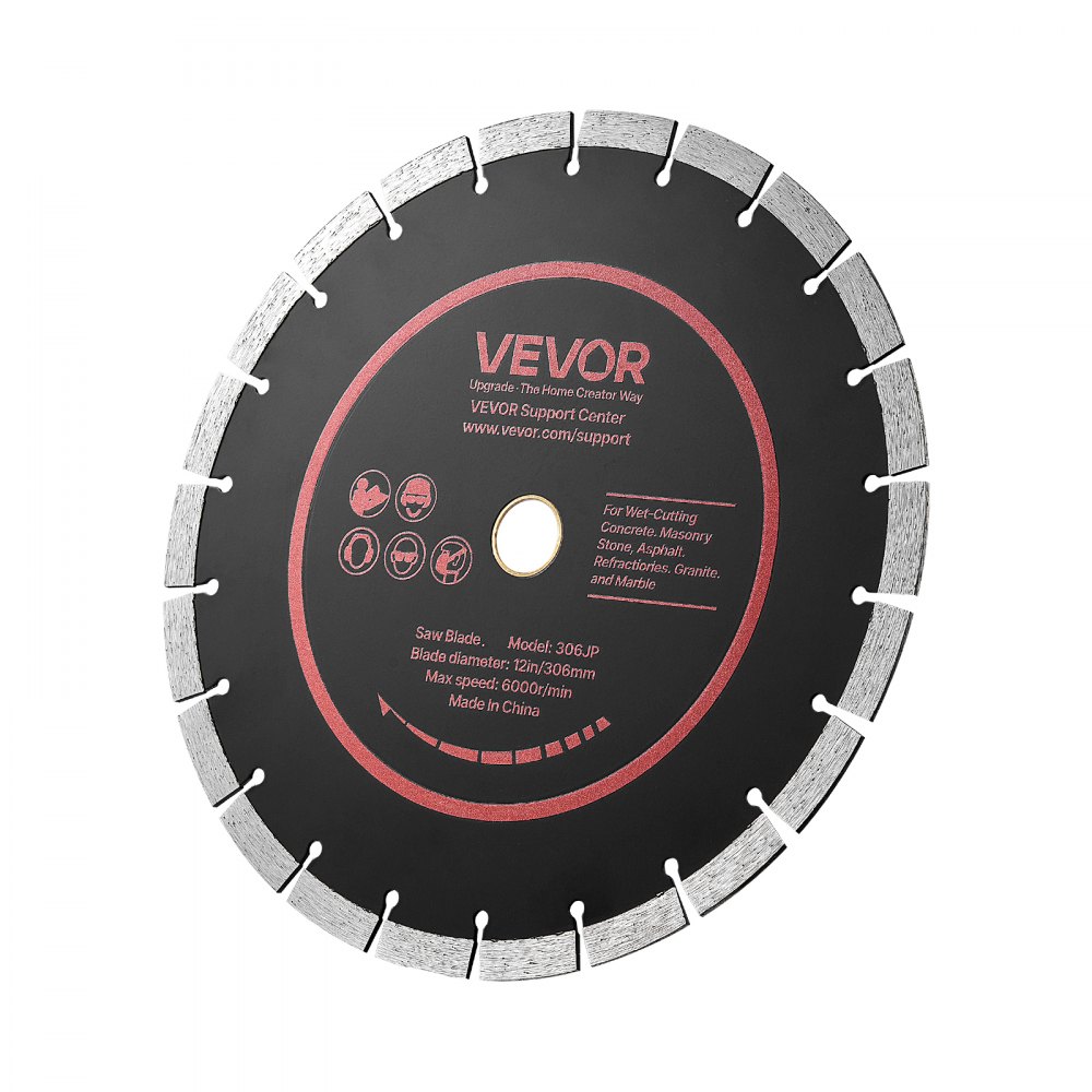 VEVOR Disco de Corte de Diamante 306 mm, Juego de 3 Piezas, Disco para Rozadora de Pared con Segmentos 2 mm, Eje 25,4 mm, Núcleo de acero 65Mn para Ladrillo Hormigón Mampostería Cableado y Tuberías