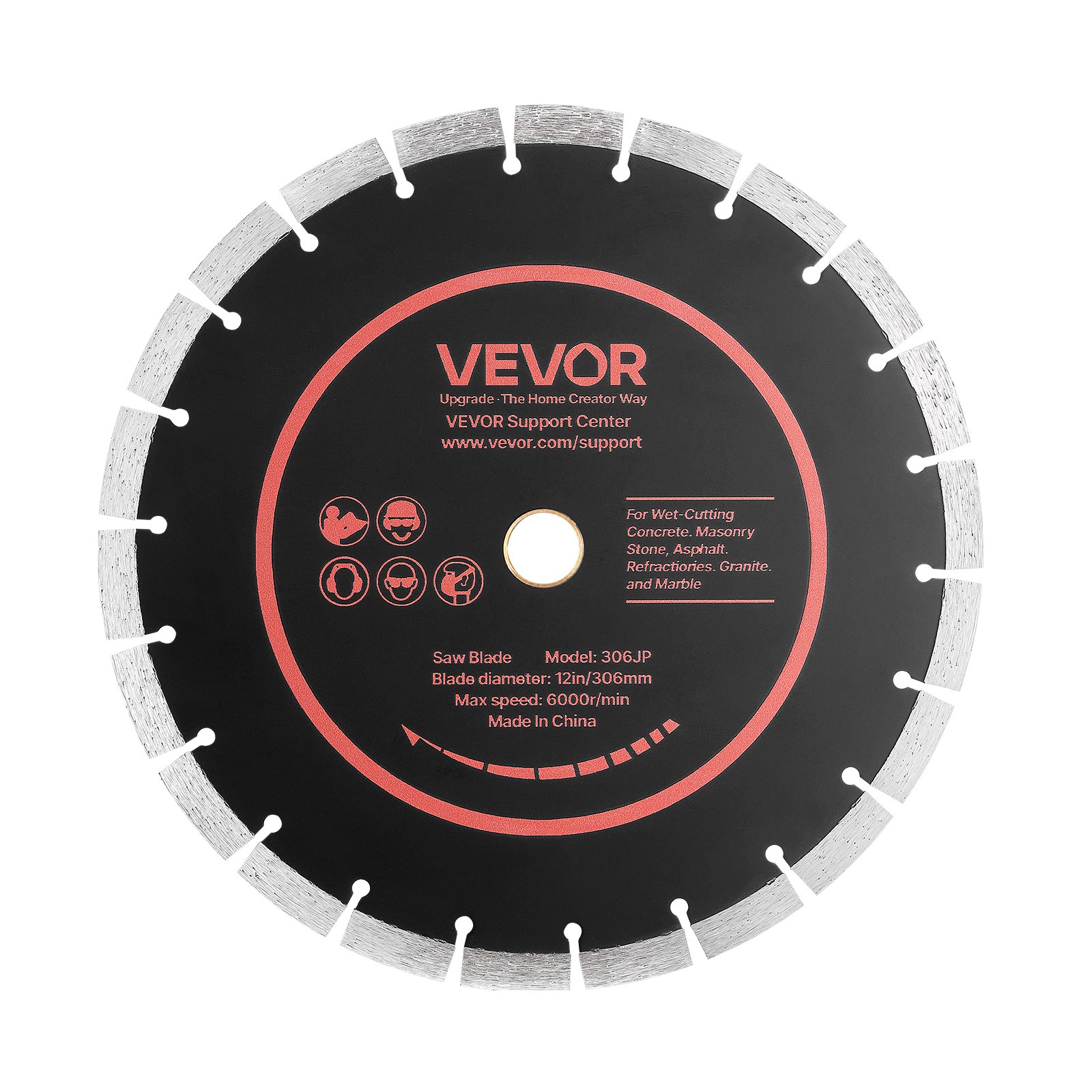 VEVOR Disco de Corte de Diamante 306 mm, Juego de 3 Piezas, Disco para Rozadora de Pared con Segmentos 2 mm, Eje 25,4 mm, Núcleo de acero 65Mn para Ladrillo Hormigón Mampostería Cableado y Tuberías