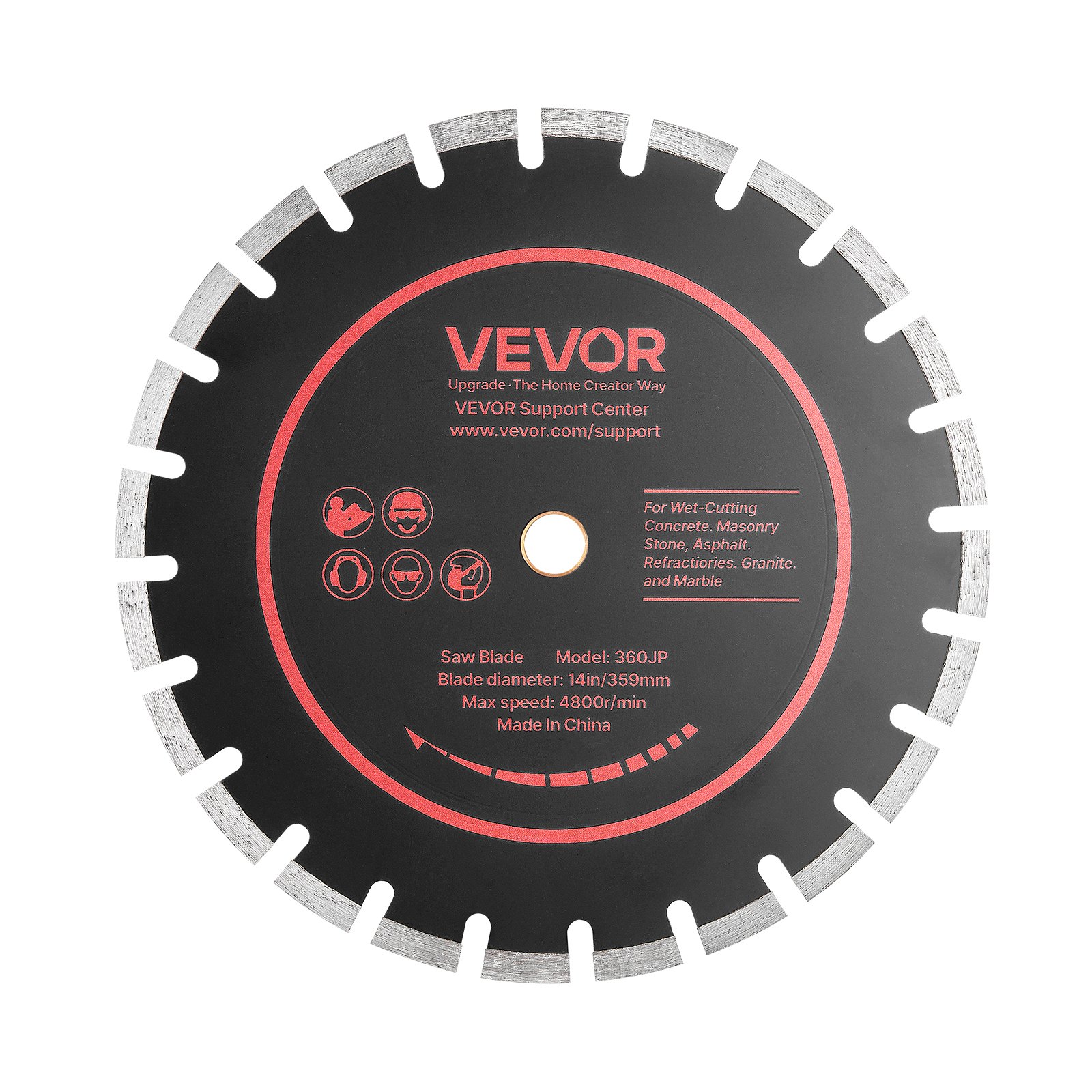 VEVOR Disco de Corte de Diamante 359 mm, Juego de 3 Piezas, Disco para Rozadora de Pared con Segmentos 2 mm, Eje 25,4 mm, Núcleo de acero 65Mn para Ladrillo Mampostería Hormigón Tuberías y Cableado