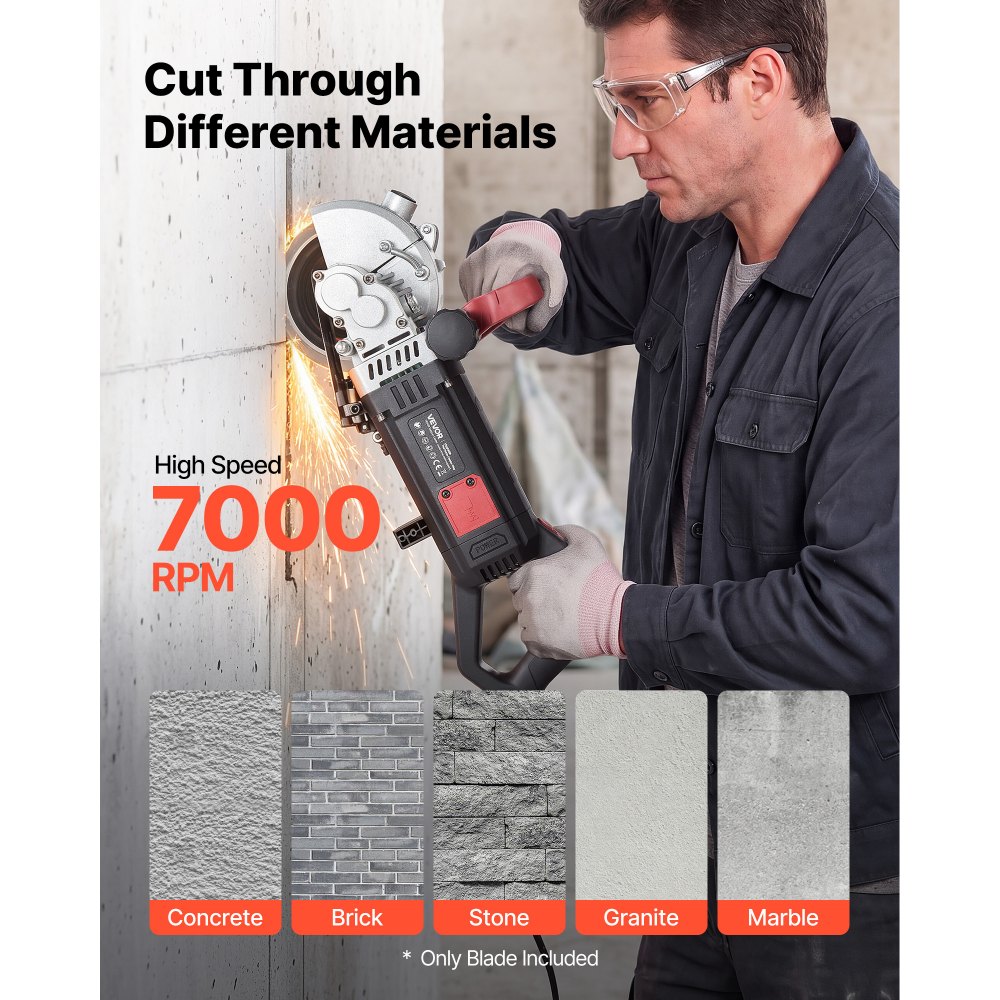 VEVOR Disco de Corte de Diamante 160 mm, Juego de 5 Piezas, Disco para Rozadora de Pared con Segmentos 2 mm, Eje 22,2 mm para Ladrillo Cableado Mampostería Tuberías y Hormigón, Núcleo de acero 65Mn