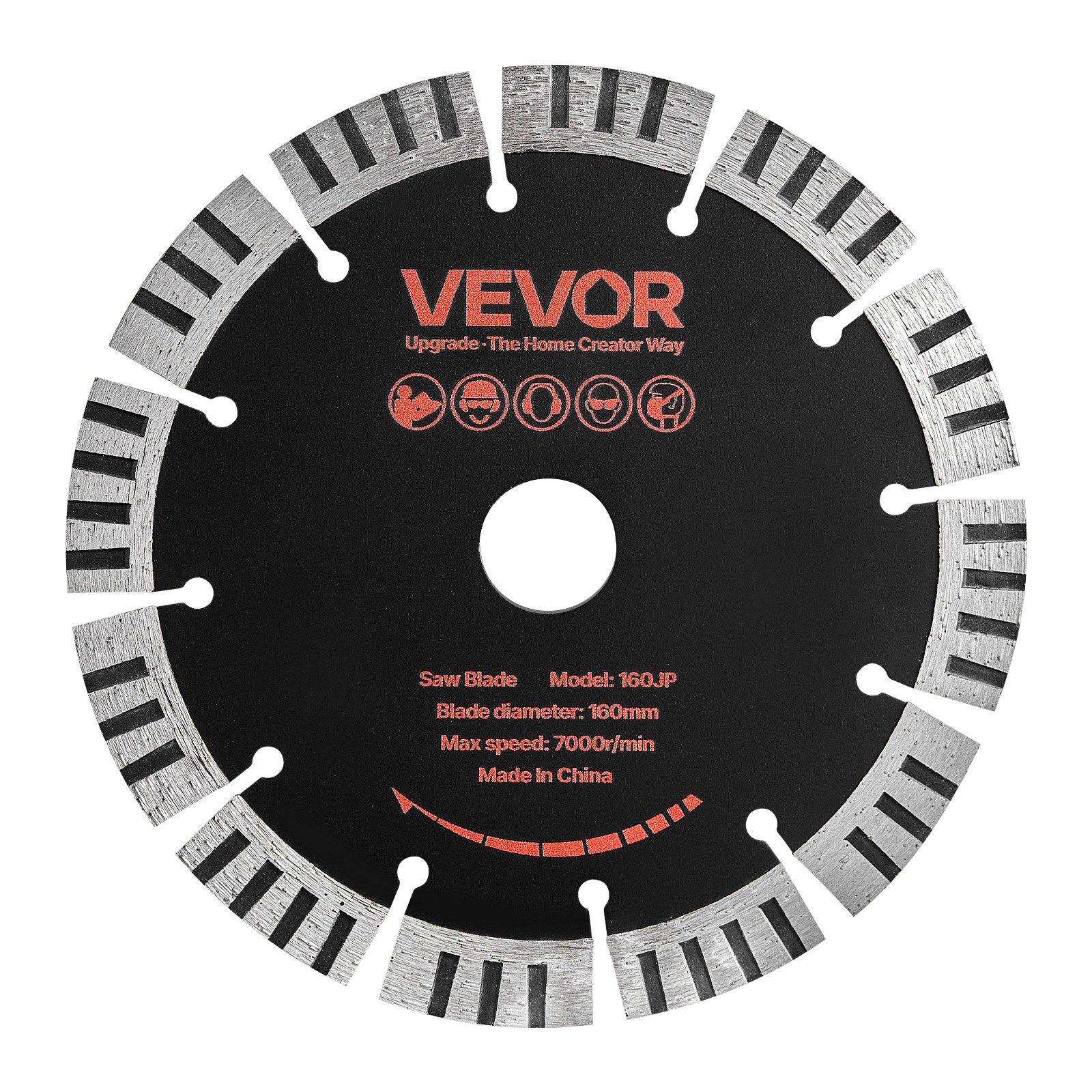 VEVOR Disco de Corte de Diamante 160 mm, Juego de 5 Piezas, Disco para Rozadora de Pared con Segmentos 2 mm, Eje 22,2 mm para Ladrillo Cableado Mampostería Tuberías y Hormigón, Núcleo de acero 65Mn