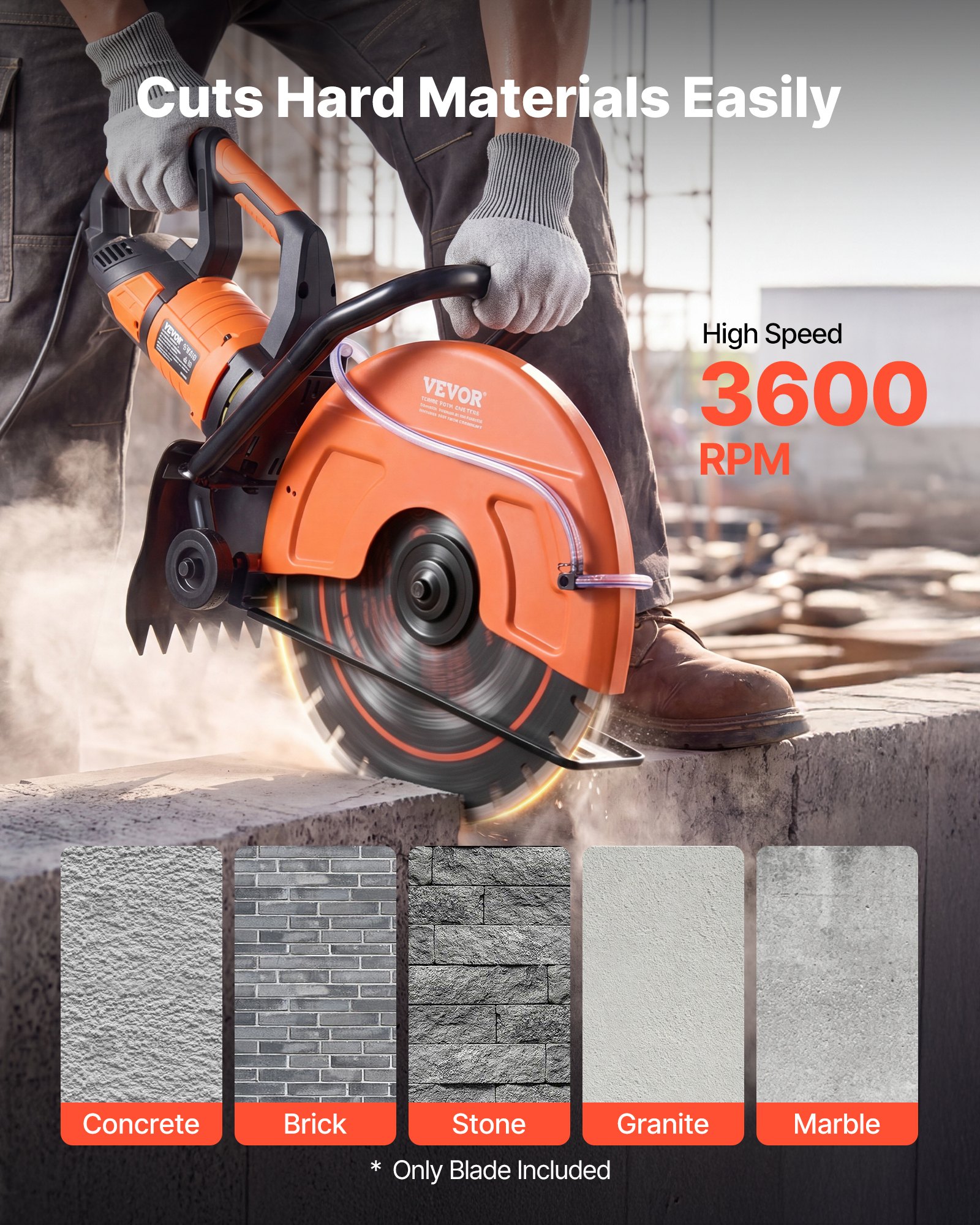 VEVOR Disco de Corte de Diamante 410 mm, Juego de 3 Piezas, Disco para Rozadora de Pared con Segmentos 2 mm, Eje 25,4 mm para Hormigón Cableado Mampostería Tuberías y Ladrillo, Núcleo de acero 65Mn