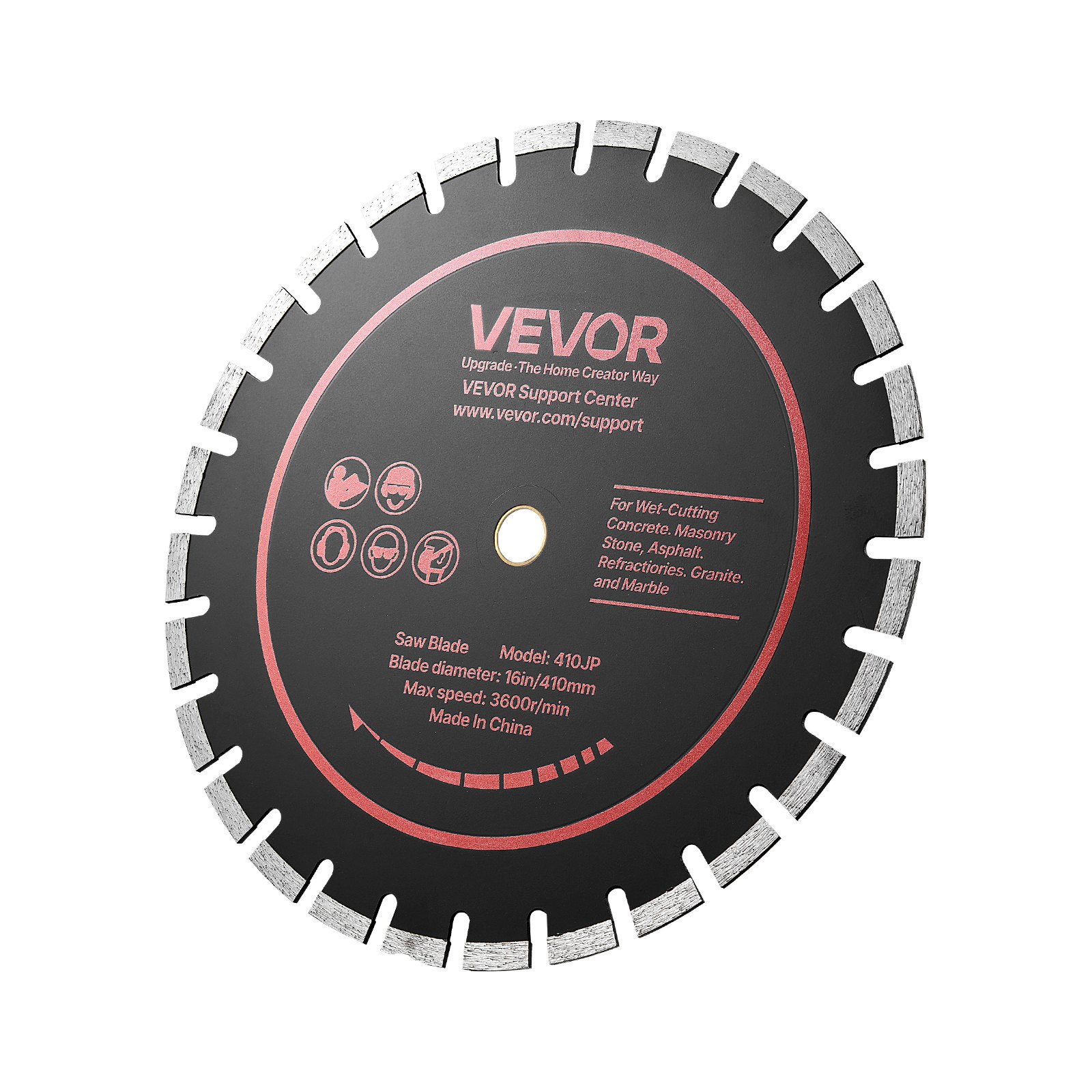 VEVOR Disco de Corte de Diamante 410 mm, Juego de 3 Piezas, Disco para Rozadora de Pared con Segmentos 2 mm, Eje 25,4 mm para Hormigón Cableado Mampostería Tuberías y Ladrillo, Núcleo de acero 65Mn