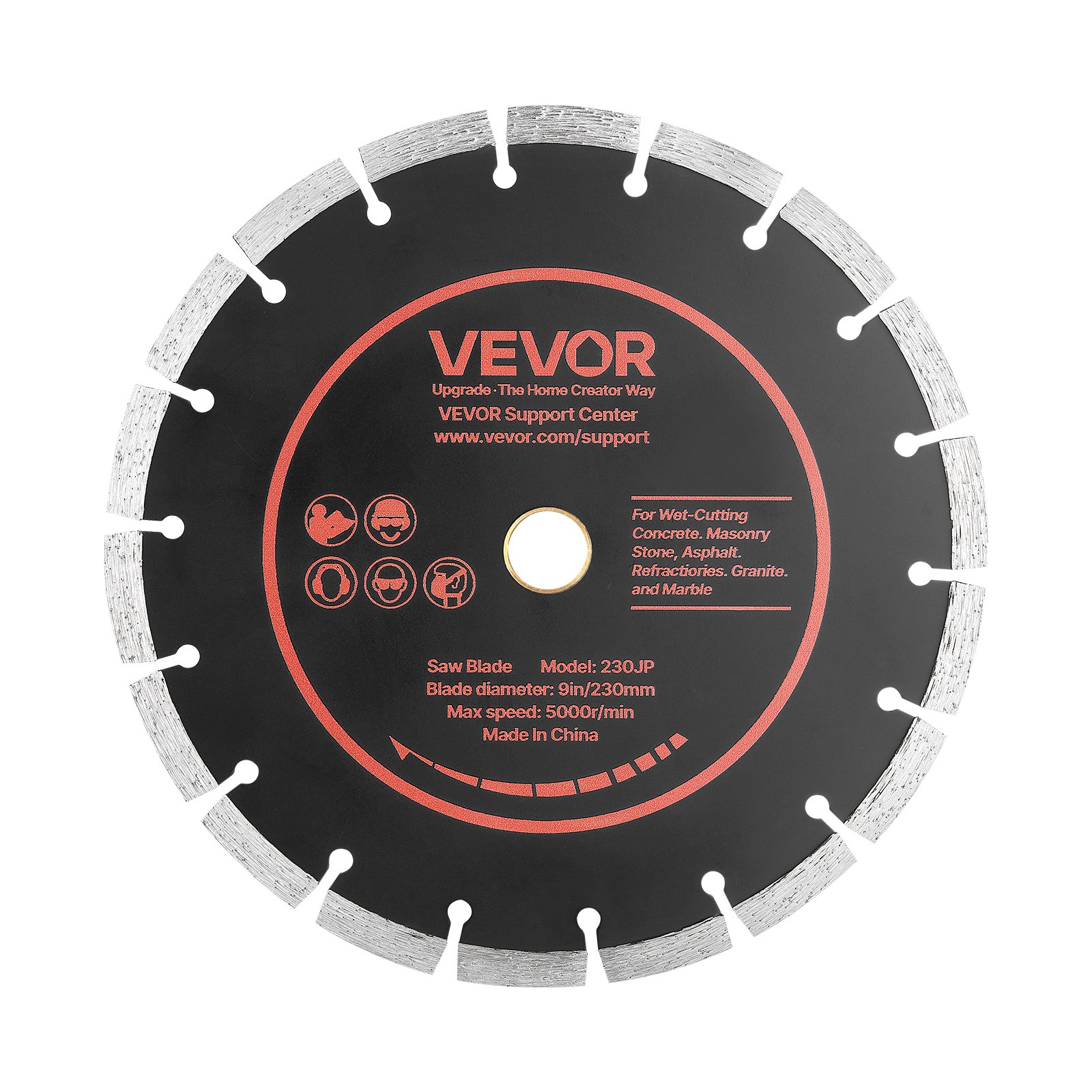 VEVOR Disco de Corte de Diamante 230 mm, Juego de 3 Piezas, Disco para Rozadora de Pared con Segmentos 2 mm, Eje 22,2 mm para Cableado Hormigón Ladrillo Tuberías y Mampostería, Núcleo de acero 65Mn