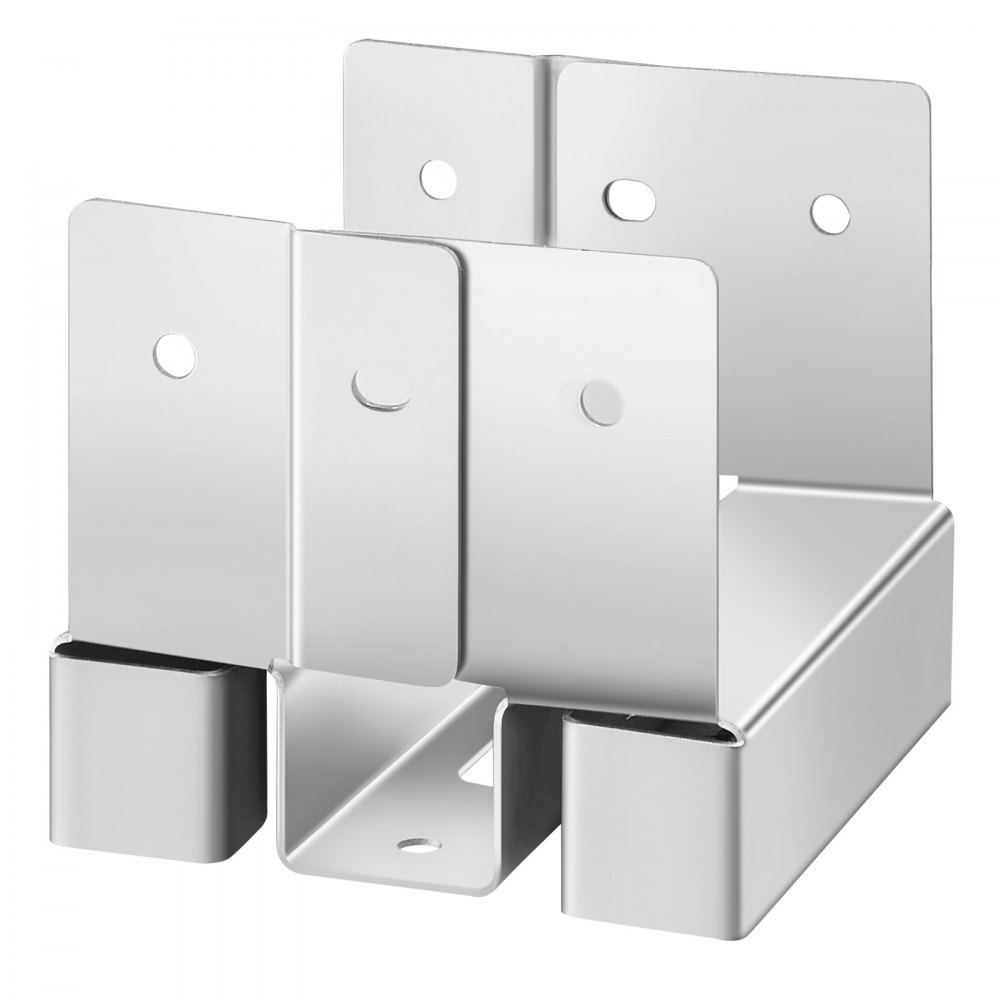 VEVOR Base para Postes, Anclaje para Postes de Hormigón, Acero al Carbono Galvanizado de Alta Resistencia con Separación de 2,54 cm, para Pérgolas y Patios de Hormigón, 96 x 90,5 x 80 mm, 10 uds