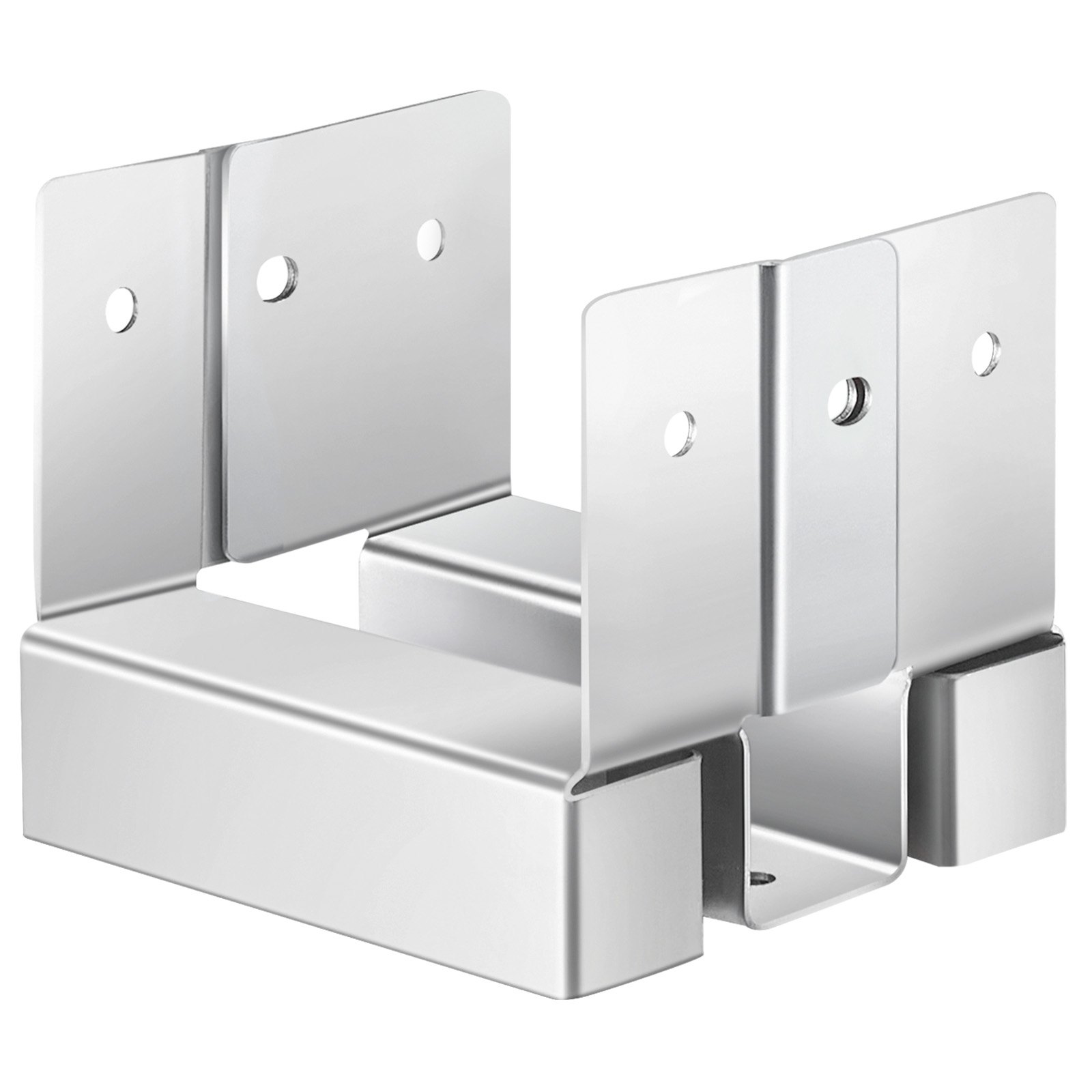 VEVOR Base para Postes, Anclaje para Postes de Hormigón, Acero al Carbono Galvanizado de Alta Resistencia con Separación de 2,54 cm, para Pérgolas y Patios de Hormigón, 96 x 90,5 x 80 mm, 10 uds