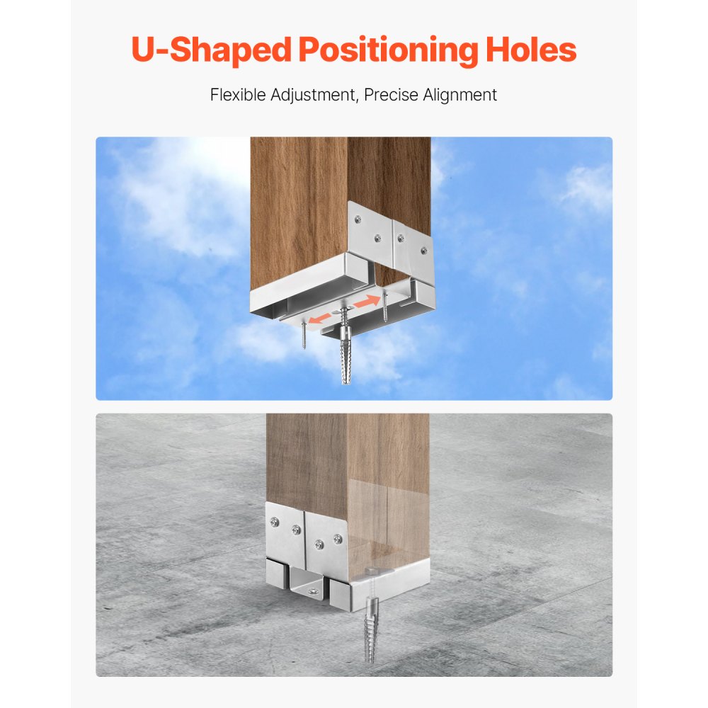 VEVOR Base para Postes, Anclaje para Postes de Hormigón, Acero al Carbono Galvanizado de Alta Resistencia con Separación de 2,54 cm, para Pérgolas de Hormigón y Patios, 144,6 x 141,5 x 80,7 mm