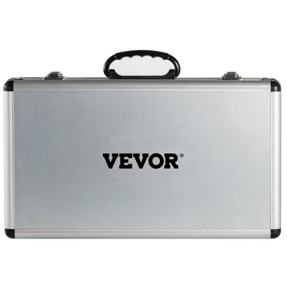 Kit de sierra de corona para hormigón VEVOR, estuche de transporte plateado con asa y logotipo negro.